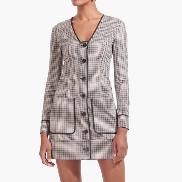 Staud Fairham Dress Evergreen Plaid 